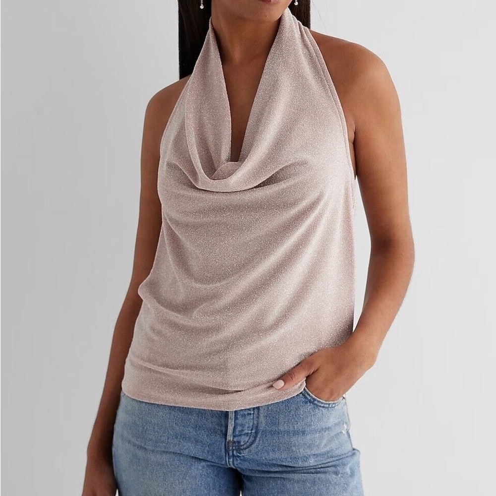Express Muted Pink Sleeveless Cowl Neck Top